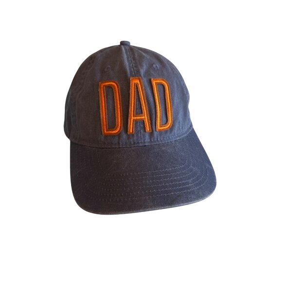 Blue Baseball Cap With Embroidered "DAD" In Orange Letters Adjustable Hat - Picture 1 of 5
